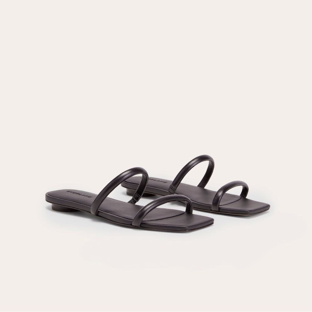 Everlane Black Strappy Square-Toe Leather Sandals